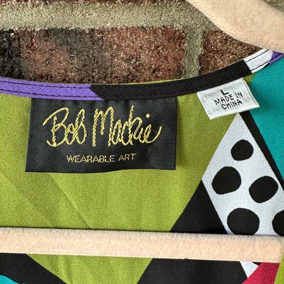 Lg VTG Bob Mackie Wearable Art Kimono Abstract Statement Duster Art to Wear 90s - Picture 3 of 5